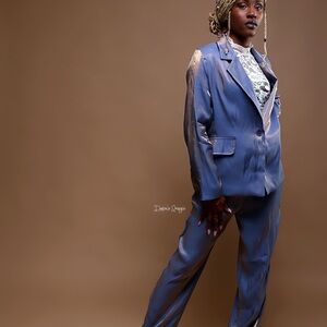 SHEIN Shimmering Blue Pantsuit